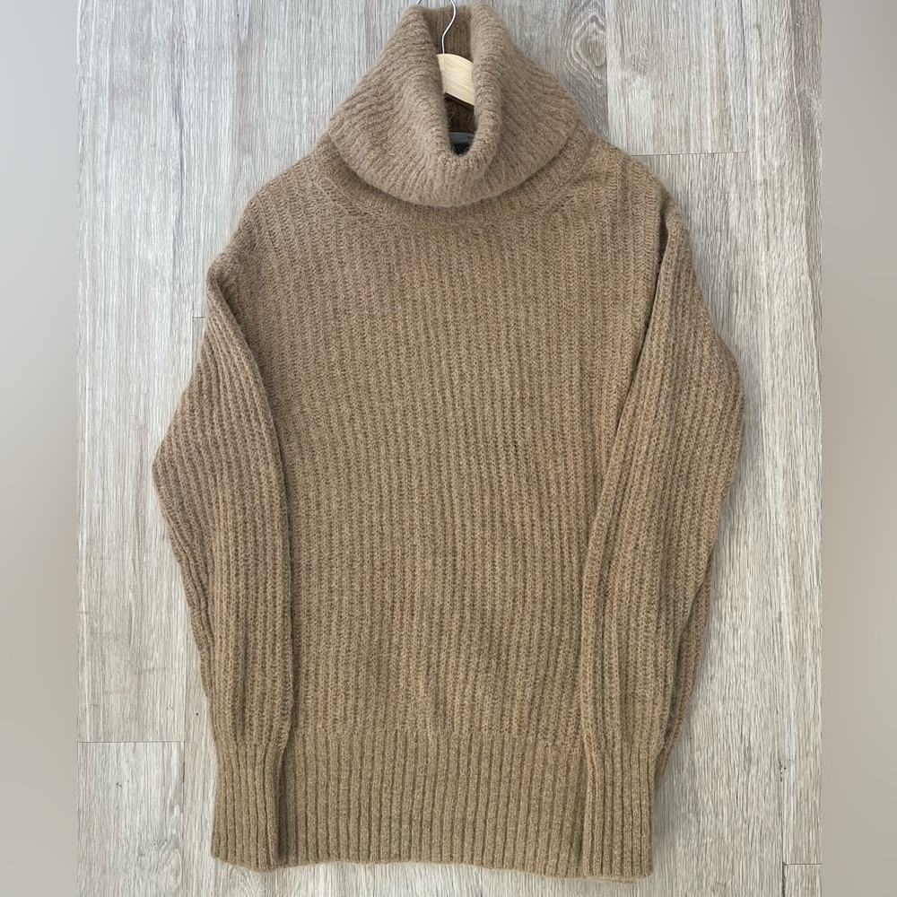 Everlane Alpaca Chunky Knit Turtleneck Sweater Brown Turtleneck Sweater